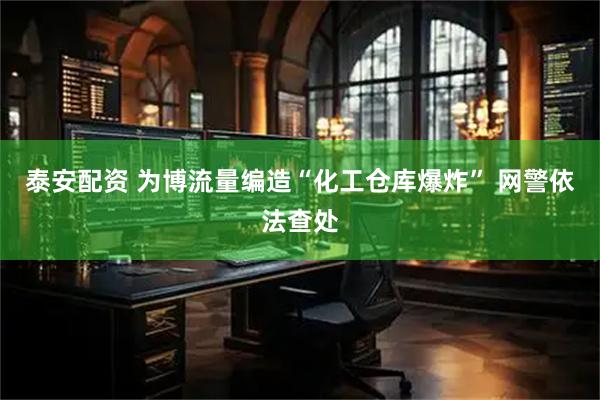 泰安配资 为博流量编造“化工仓库爆炸” 网警依法查处